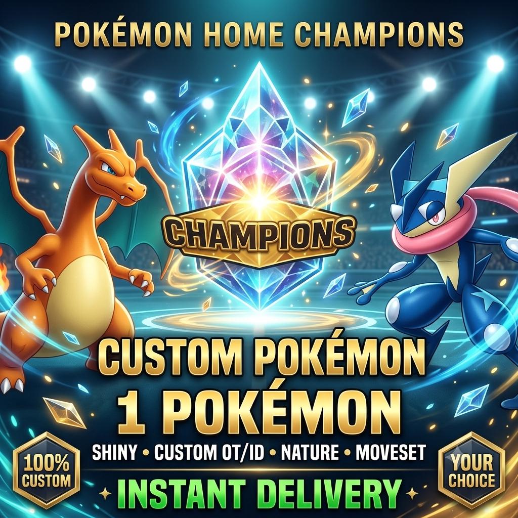 CUSTOM SHINY POKEMON Champions Pokopia Ready Any Species Battle Ready 6IV Custom Ot Trainer Name Home Transfer Switch 2 Fast Delivery – Custom Pokémon Pokémon card photo