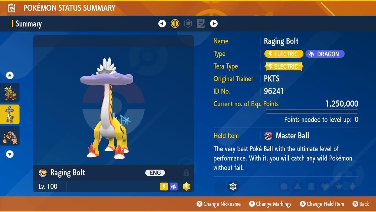 Non Shiny RAGING BOLT Ev Trained Scarlet Violet Pokémon Battle Ready Competitive Free Bonus Shiny Fast Delivery Pokémon card photo