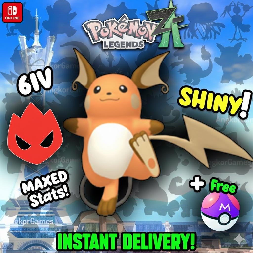 Shiny Alpha Raichu Pokémon Legends ZA 6IV Competitive Battle Ready Pokémon card photo