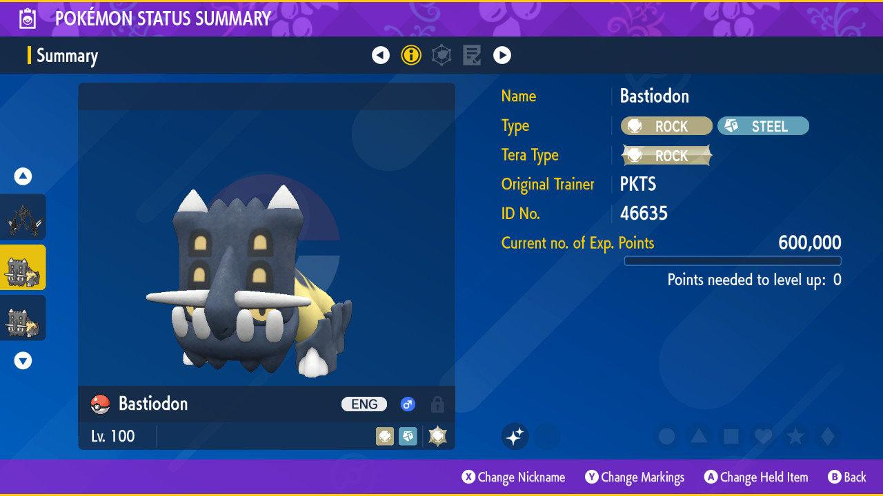 Shiny BASTIODON Pokémon Scarlet and Violet 6IV Competitive Battle Ready Pokémon card photo