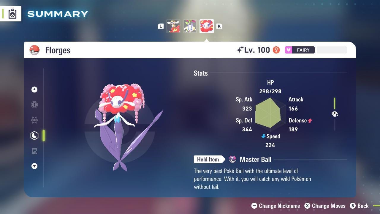 Foto de la carta Pokémon Shiny Red FLORGES Pokémon Legends ZA 6IV Listo para el Combate Competitivo