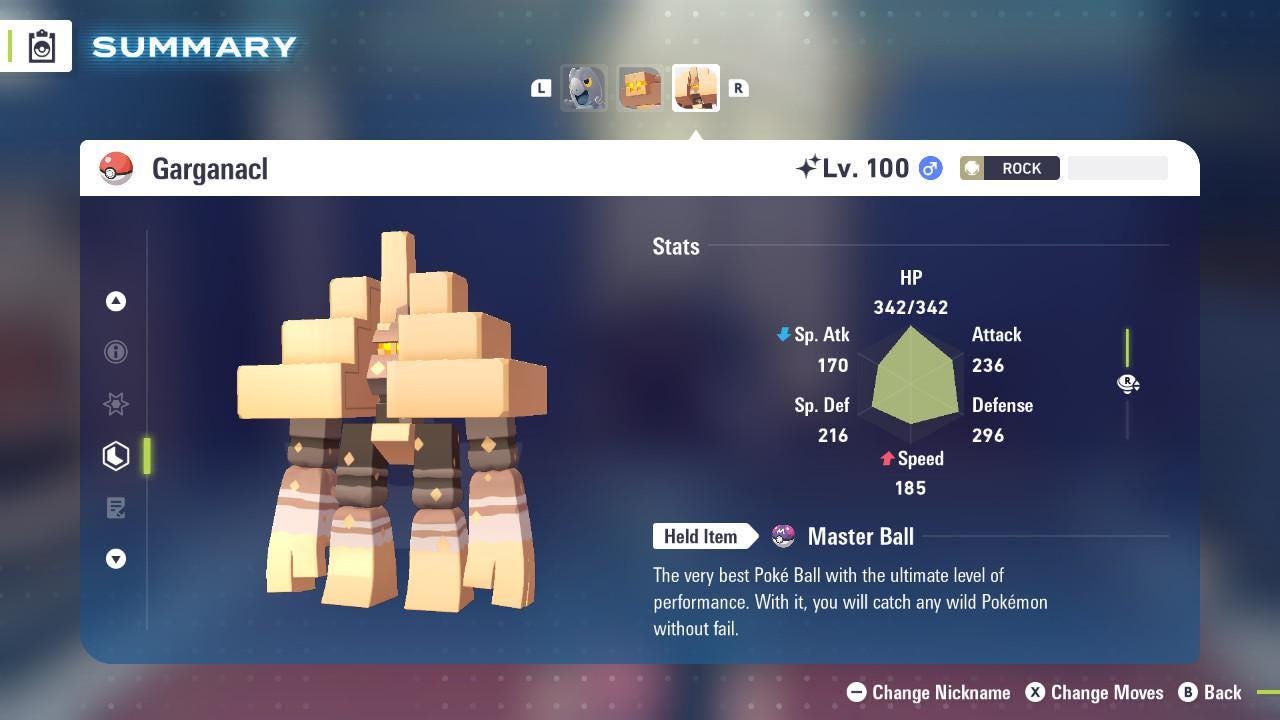 Shiny Garganacl Pokemon Legends ZA Mega Dimension DLC 6IV Competitive Battle Ready Pokémon card photo