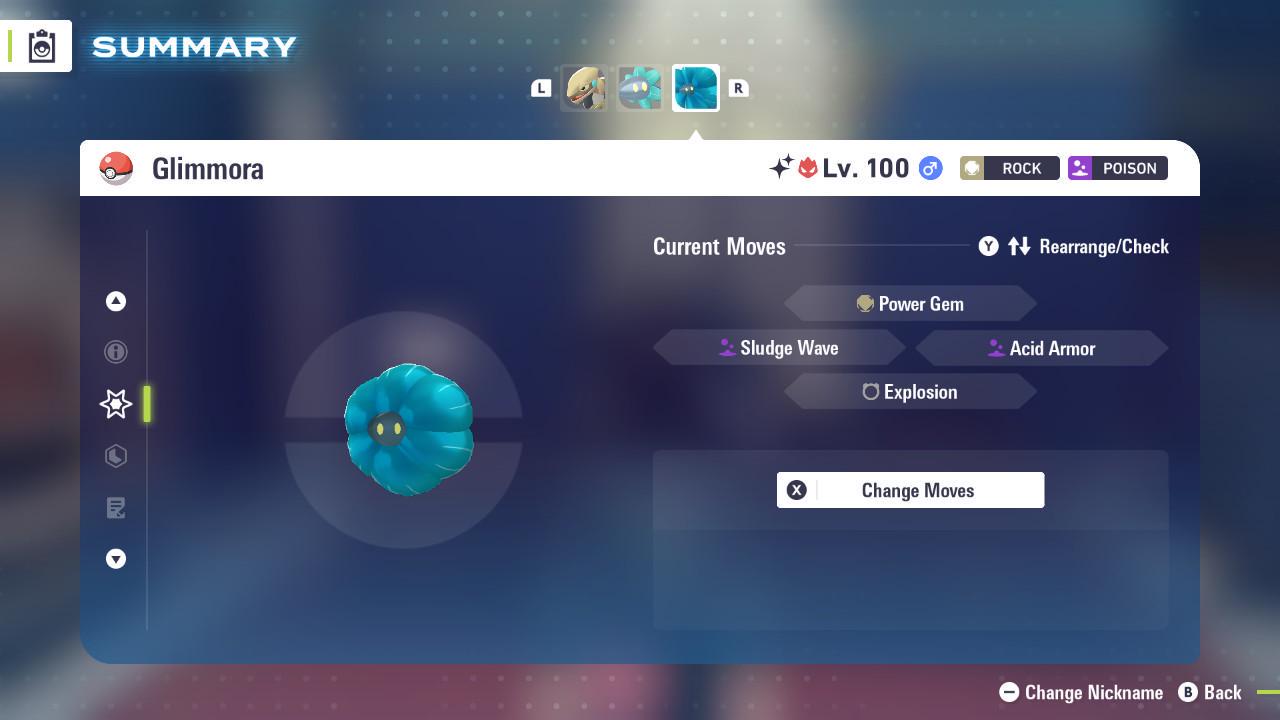 Foto de la carta Pokémon Glimmora Alfa Variocolor Pokémon Legends ZA DLC Mega Dimension 6IV Listo para el Combate Competitivo 4