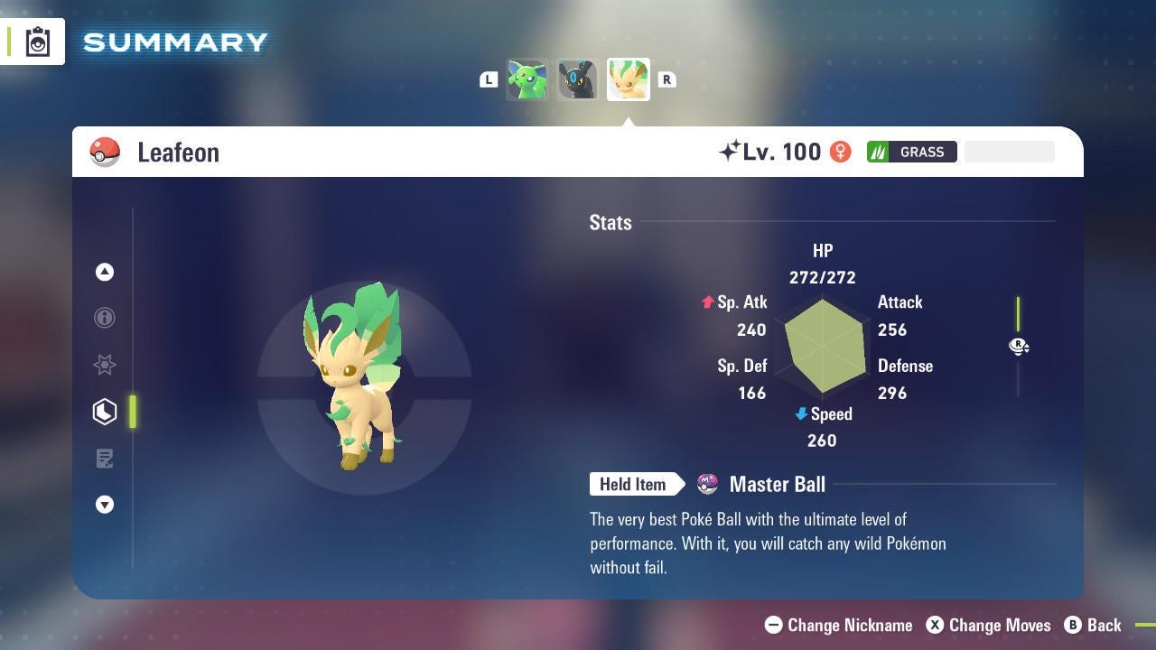 Shiny LEAFEON Pokémon Legends ZA 6IV Competitive Battle Ready Pokémon card photo 2