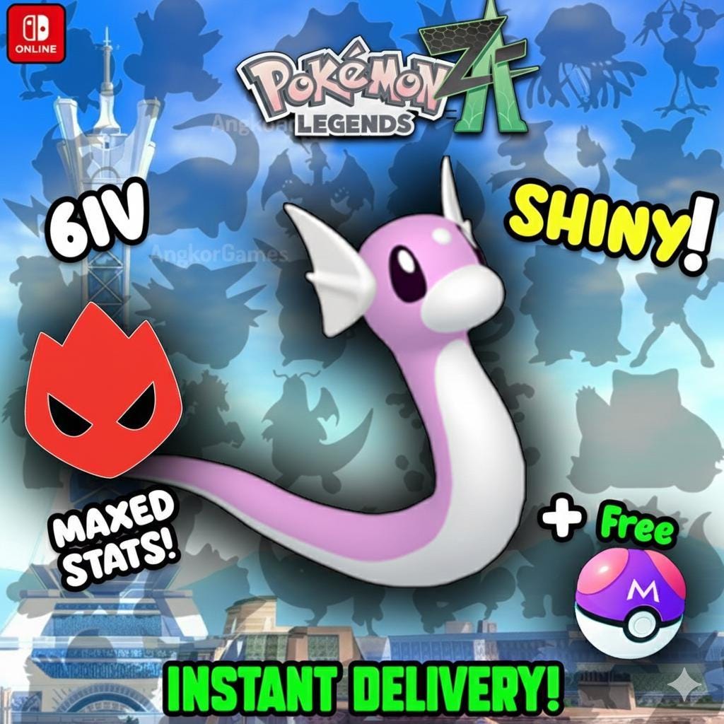Pokemon Za Lvl 5 Adamant SHINY ALPHA 6IV Dratini Pokémon Legends ZA 6IV Competitive Battle Ready Pokémon card photo