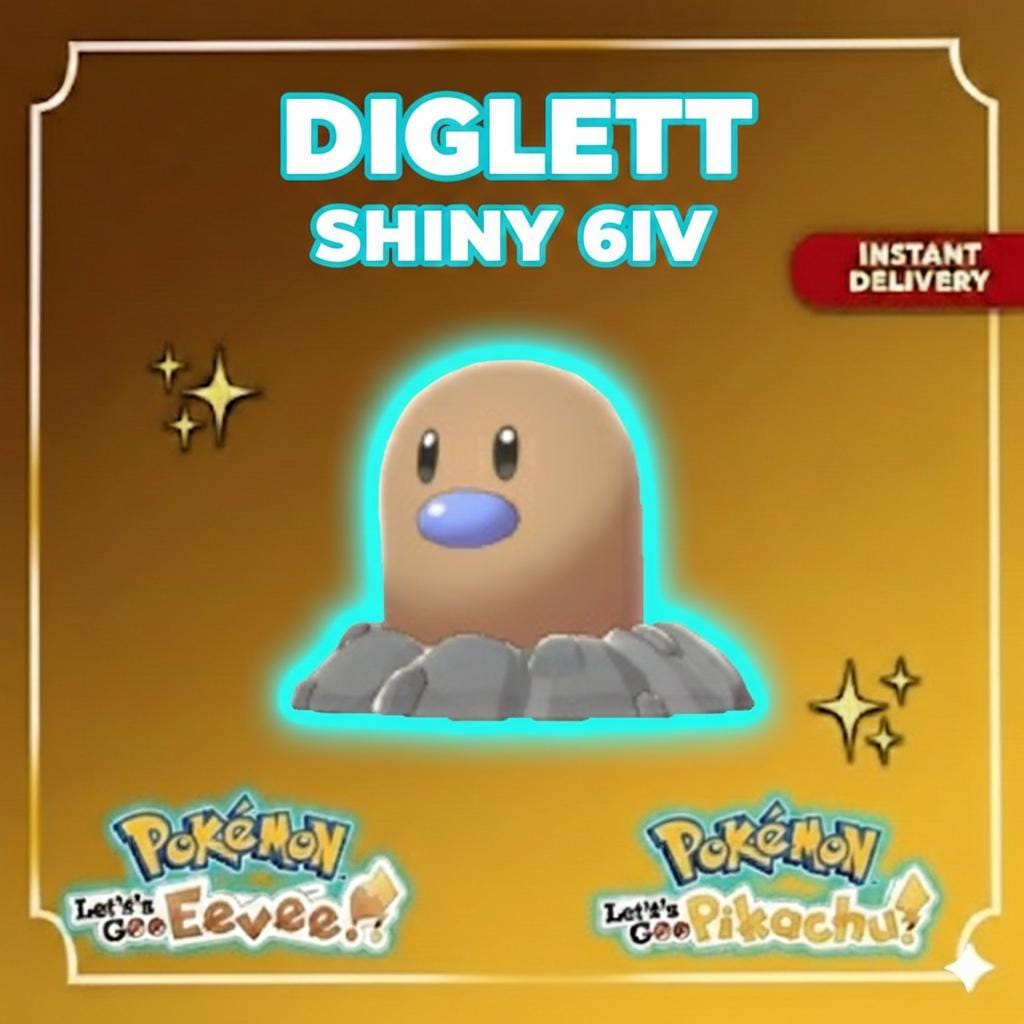 Shiny DIGLETT Pokémon Lets Go Pikachu Eevee 6IV Competitive Battle Ready – Pokémon Let's Go Pokémon card photo