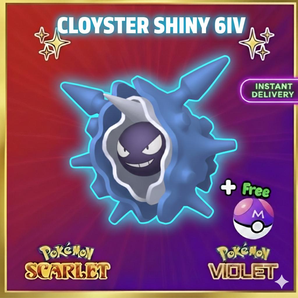 Shiny CLOYSTER Pokémon Scarlet Violet 6IV Competitive Battle Ready Pokémon card photo