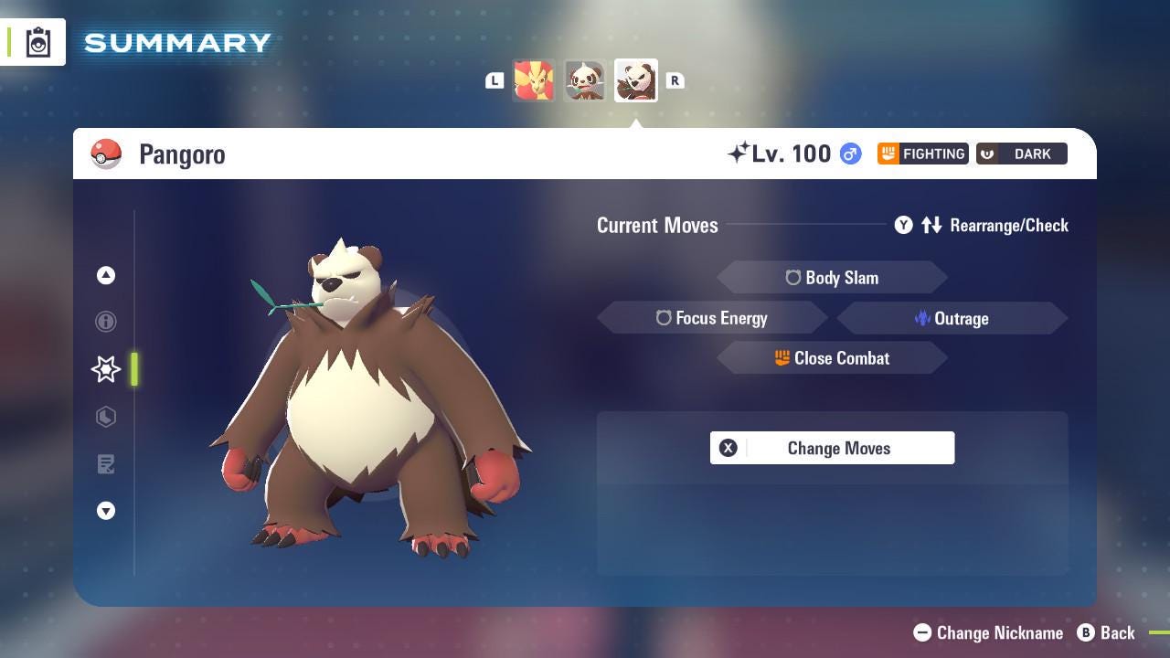 Foto de la carta Pokémon Shiny PANGORO Pokémon Legends ZA 6IV Listo para la Batalla Competitiva 3
