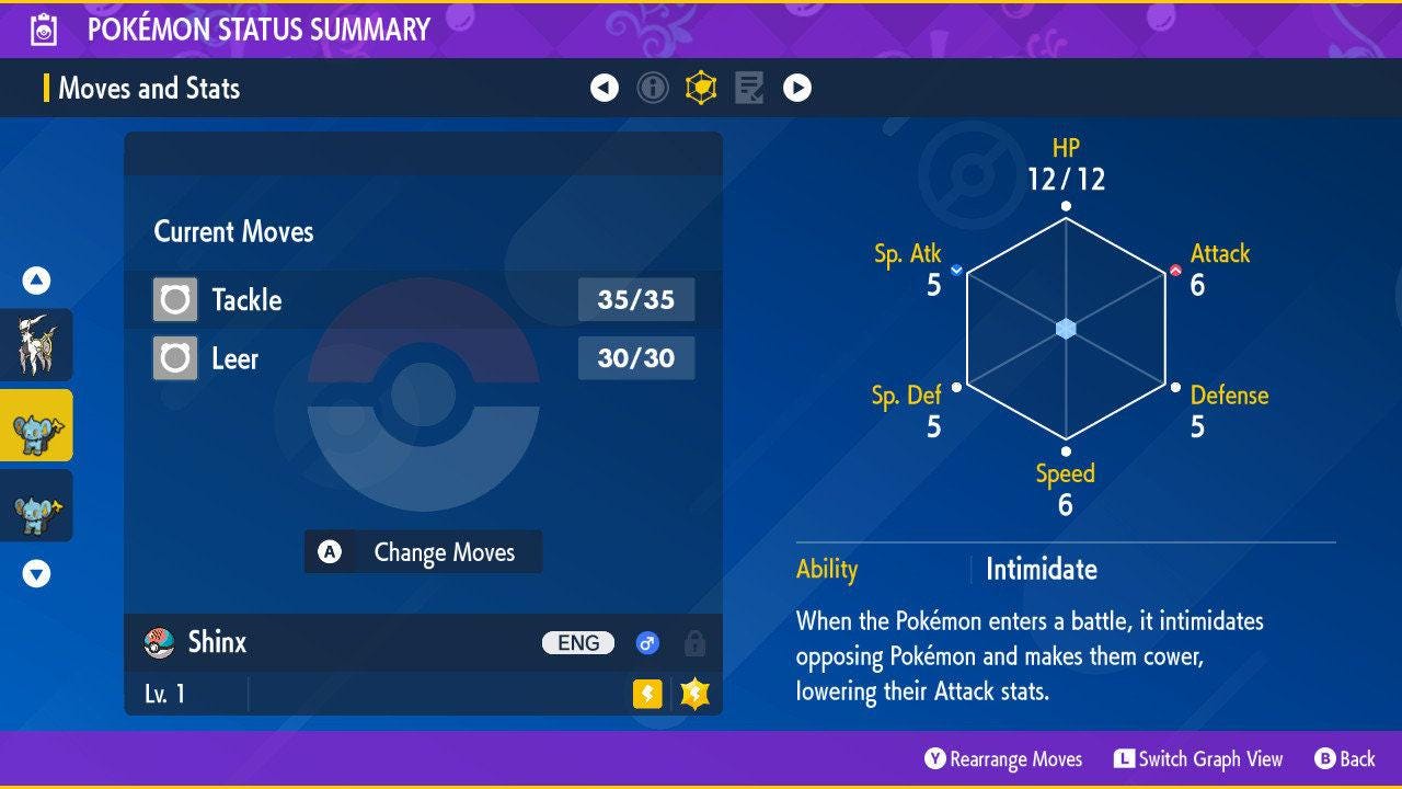 Foto de la carta Pokémon Shinx variocolor de Pokémon Escarlata y Púrpura 6IV competitivo listo para la batalla 2