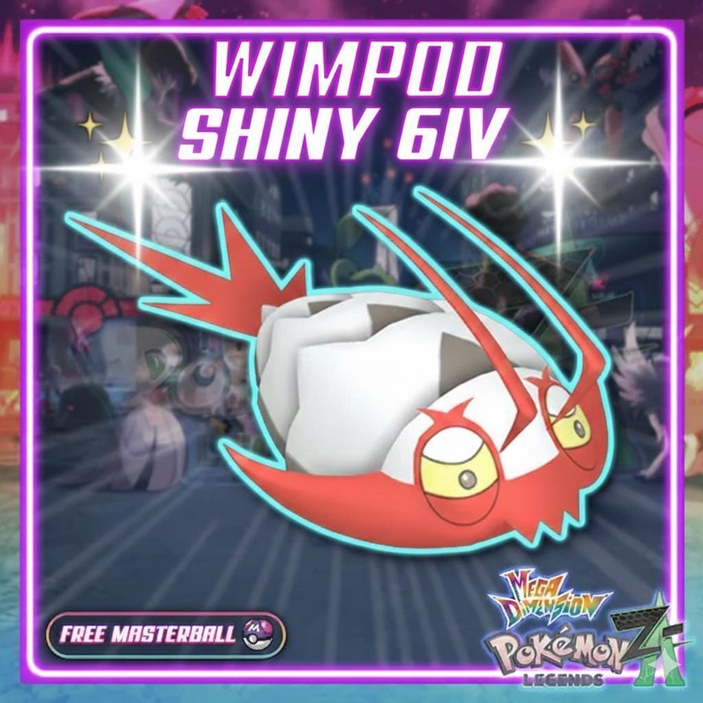 Foto de la carta Pokémon Wimpod variocolor Pokémon Legends ZA Mega Dimensión DLC 6IV Listo para el combate competitivo