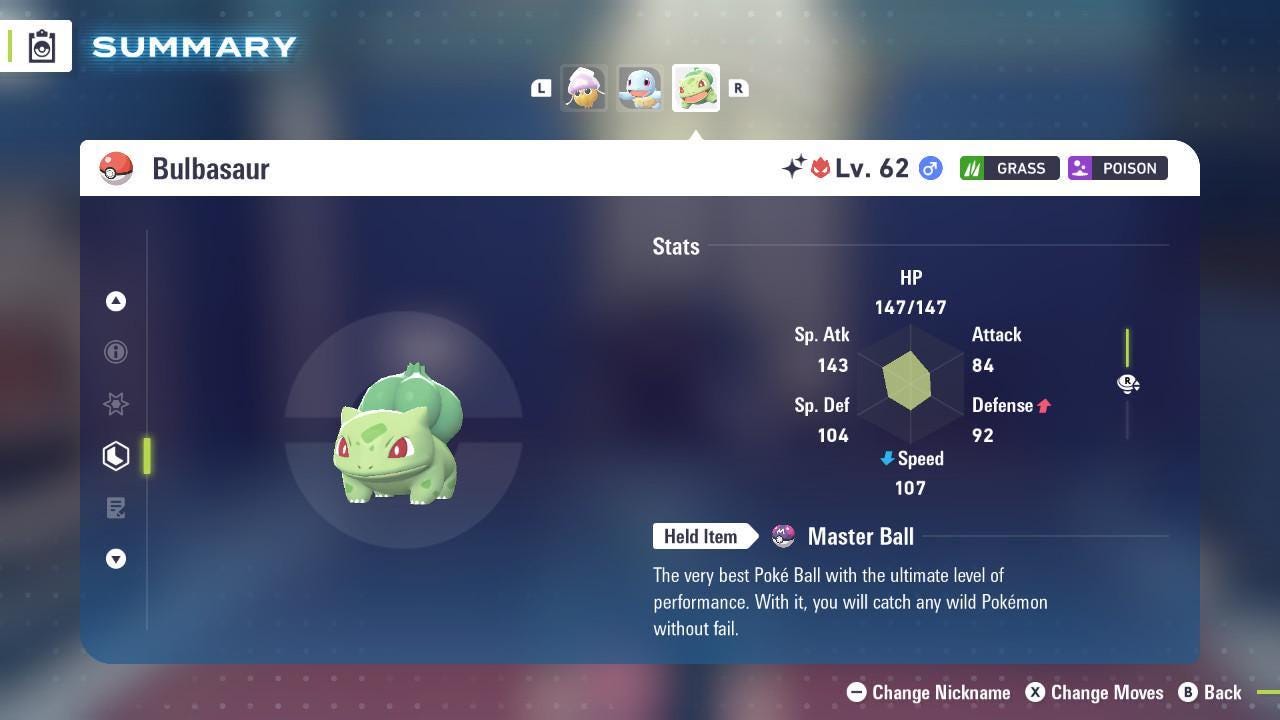 Shiny Alpha Bulbasaur Pokémon Legends ZA 6IV Competitive Battle Ready Pokémon card photo 2