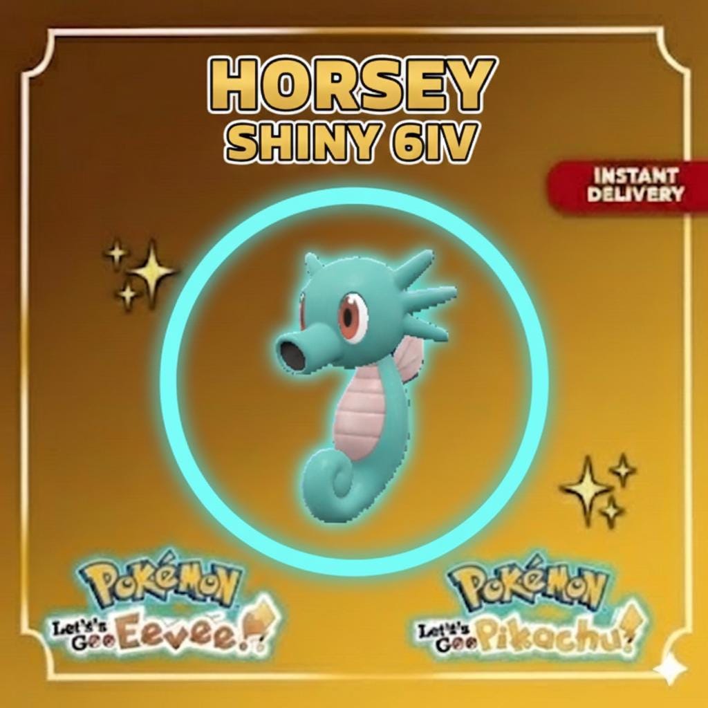 Shiny Horsea Lets Go Pikachu Eevee 6IV Competitive Battle Ready – Pokémon Let's Go Pokémon card photo