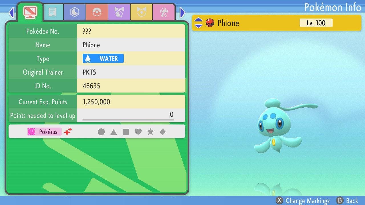 SHINY 6IV PHIONE Pokémon Brilliant Diamond Shining Pearl Mythical Pokemon Competitive Battle Ready + EVs Free Shiny Pokémon card photo 2