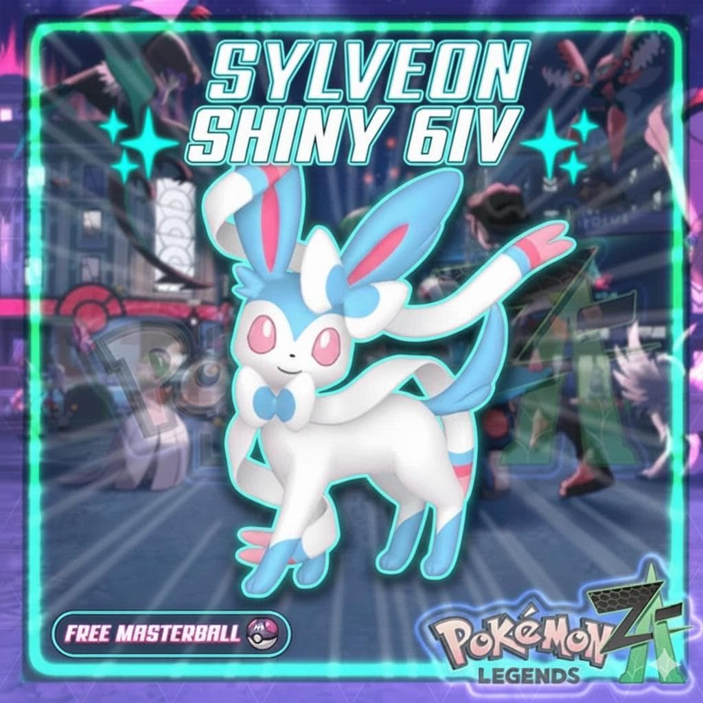 Foto de la carta Pokémon SYLVEON Variocolor Pokémon Leyendas ZA 6IV Competitivo Listo para la batalla