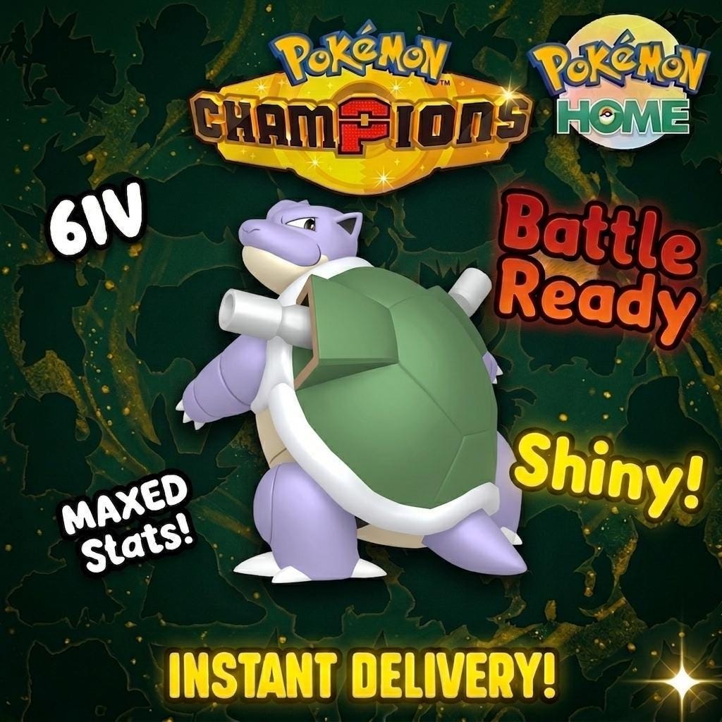 Shiny Blastoise Pokémon Champions 6IV Competitive Battle Ready – Champions Pokémon card photo