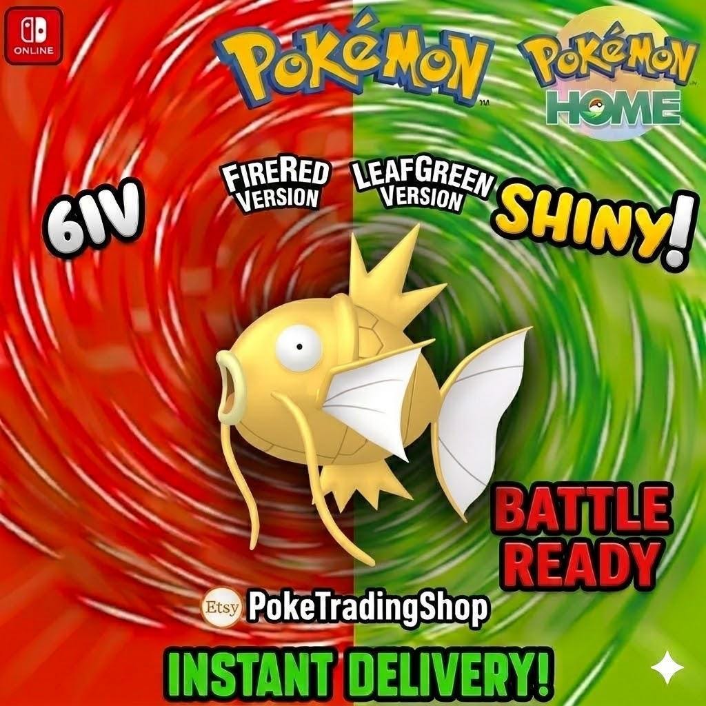 Foto de la carta Pokémon MAGIKARP VARIOCROMÁTICO Pokémon Rojo Fuego Verde Hoja 6IV Competitivo Listo para la Batalla