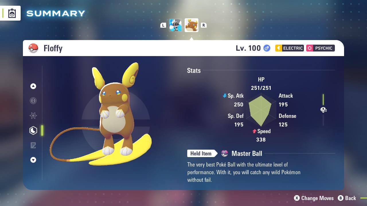 Pokemon Za Non Shiny 6IV ALOLAN RAICHU Pokémon Legends ZA 6IV Competitive Battle Ready Pokémon card photo 2