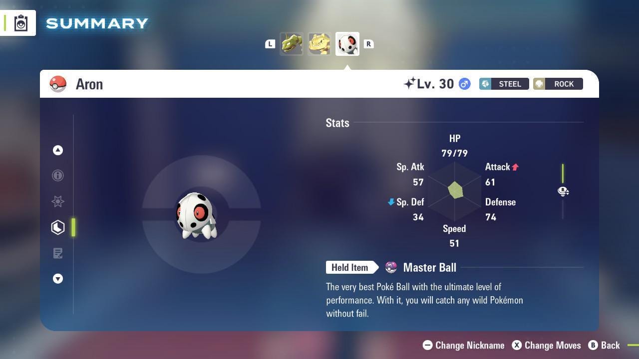 Shiny ARON Pokémon Legends ZA 6IV Competitive Battle Ready – Pokémon Legends Z-A Pokémon card photo