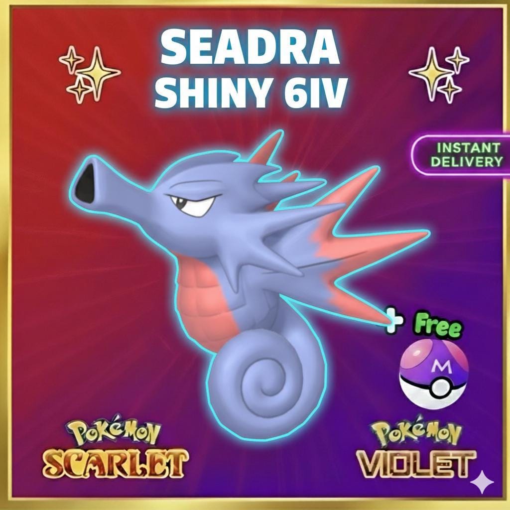 Pokemon Scarlet Violet Shiny 6iv Seadra Battle Ready Ev Trained Custom Ot Sv Trade FAST DELIVERY READY Pokémon card photo