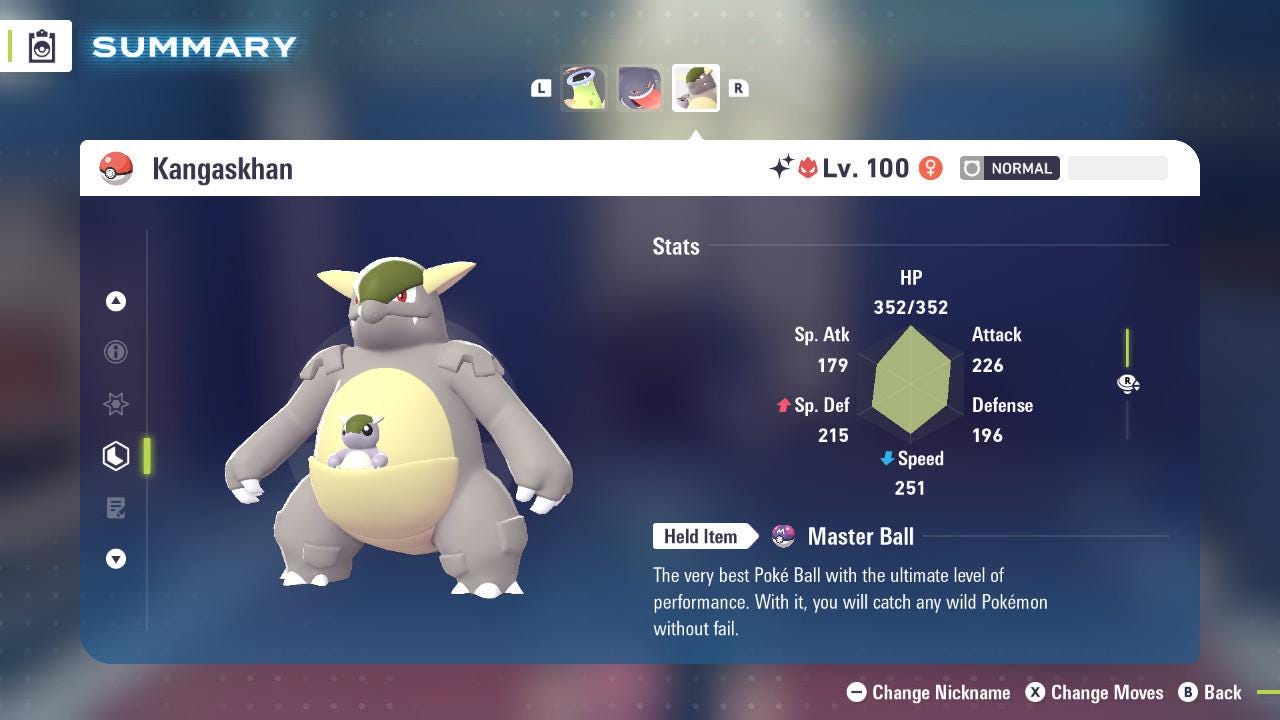 Фото покемона Блестящий Alpha Kangaskhan Pokémon Legends ZA 6IV Конкурентный Готов к битве 2