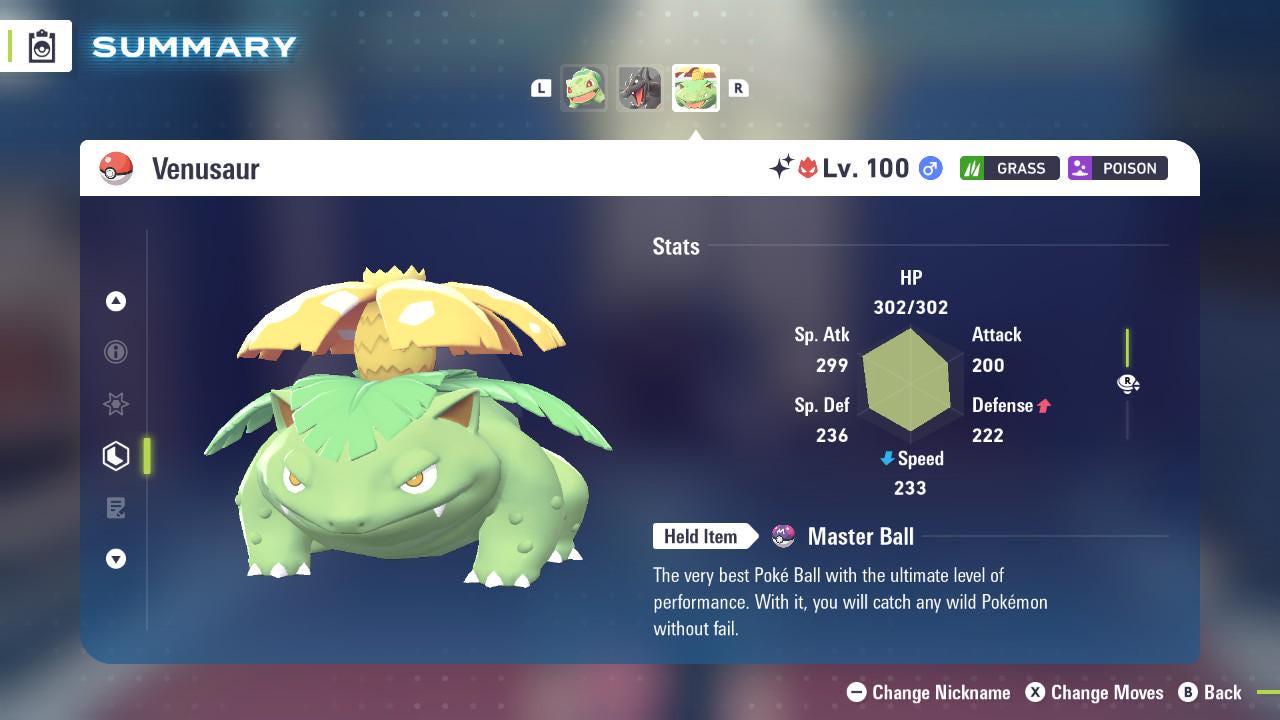 Foto de la carta Pokémon Shiny Alpha Venusaur Pokémon Legends ZA 6IV Listo para el Combate Competitivo 2