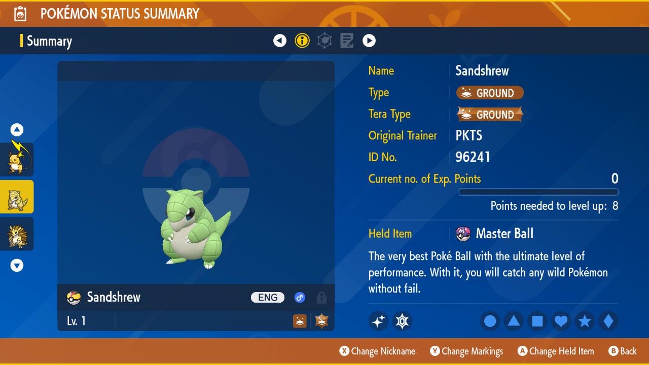Pokemon Scarlet and Violet Shiny SANDSHREW 6IV Competitive Battle Ready Pokémon card photo 2
