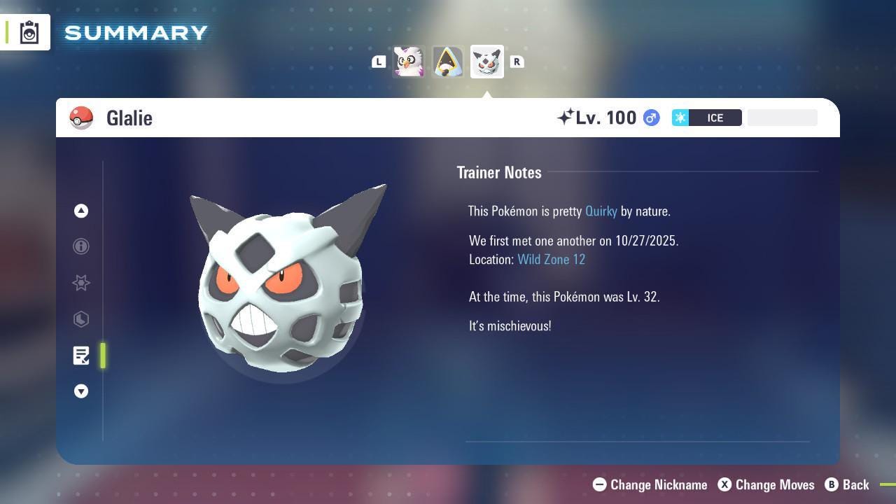 Foto de la carta Pokémon Shiny GLALIE Pokémon Legends ZA 6IV Listo para el Combate Competitivo 4