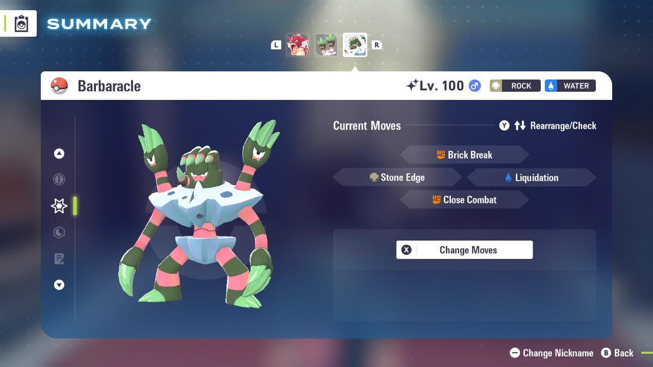 Foto de la carta Pokémon Shiny BARBARACLE Pokémon Legends ZA 6IV Listo para el Combate Competitivo 3