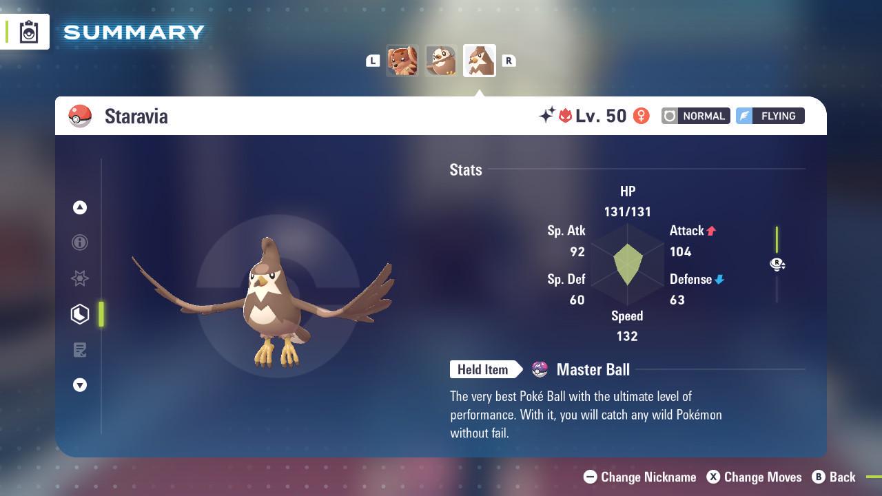 Foto de la carta Pokémon Shiny Alpha Staravia Pokémon Legends ZA Mega Dimension DLC 6IV Listo para la Batalla Competitiva