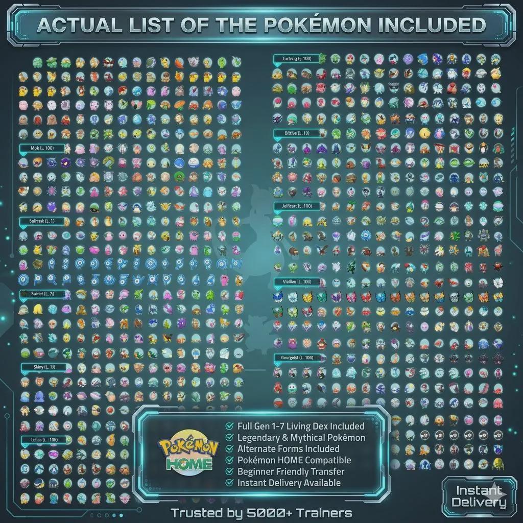 Pokemon HOME Complete Living Dex Gen 1-7 Shiny Legendary Mythical Collection Pokémon card photo 4