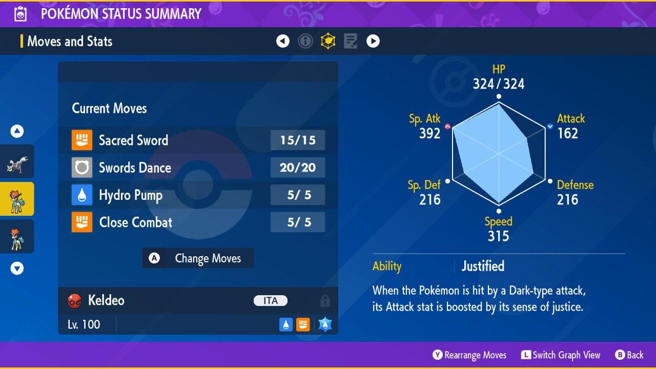 Foto de la carta Pokémon KELDEO variocolor Pokémon Escarlata y Púrpura 6IV Pokémon Legends ZA Competitivo Pokémon Mítico Pokédex Pokerus 3