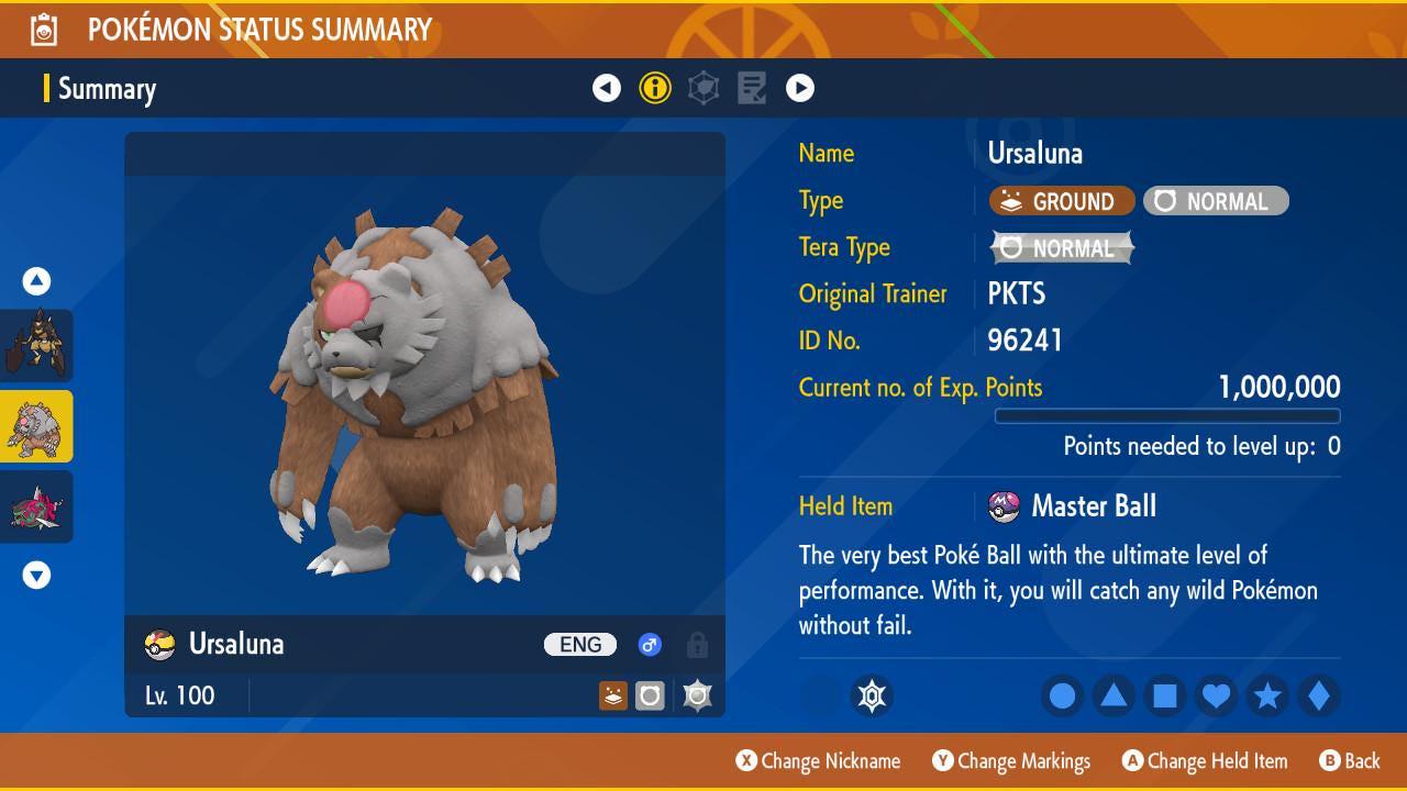 Foto de la carta Pokémon Luna de Sangre 6IV URSALUNA Pokémon Escarlata Púrpura 6IV Listo para la batalla competitiva
