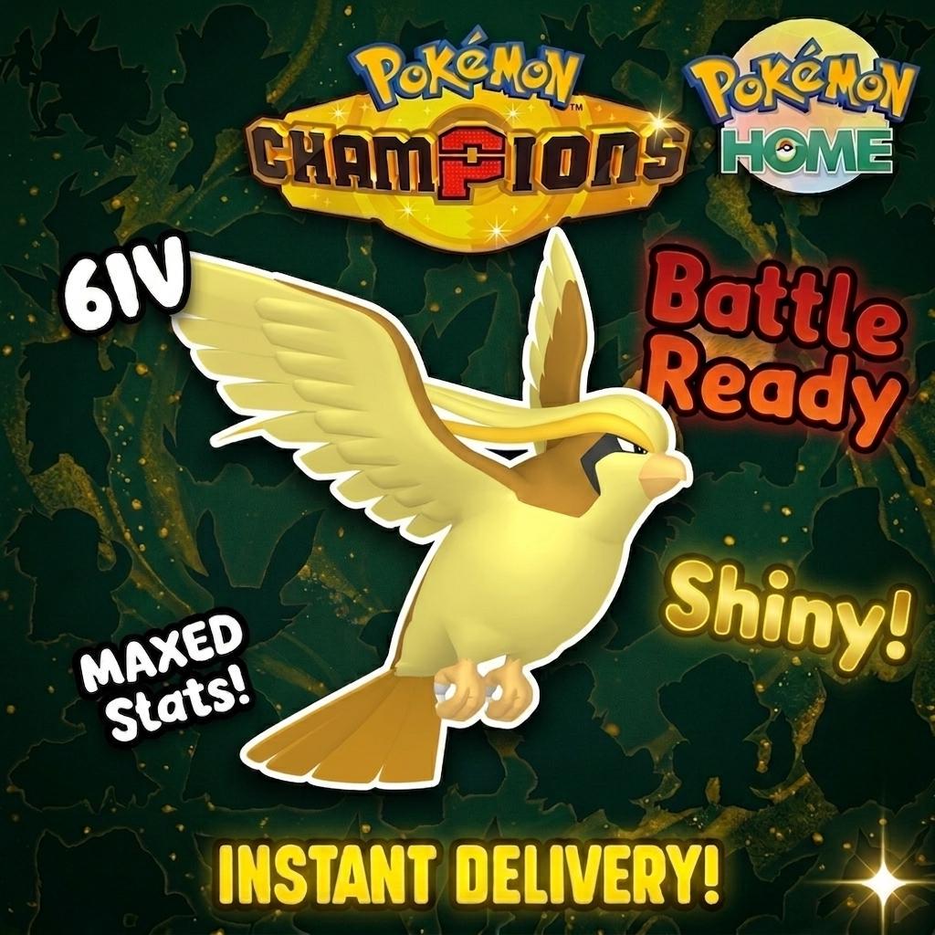 Shiny Pidgeot Pokémon Champions 6IV Competitive Battle Ready Pokémon card photo