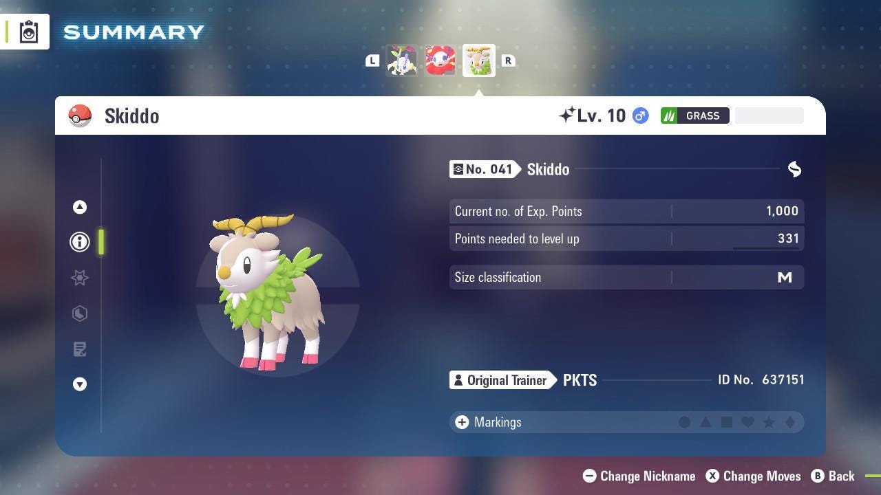 Foto de la carta Pokémon Shiny SKIDDO Pokémon Legends ZA 6IV Listo para el Combate Competitivo 2
