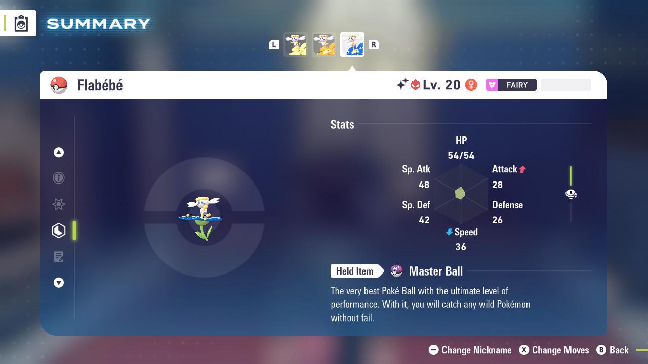 Foto de la carta Pokémon Flabébé Azul Alfa Variocolor Pokémon Legends ZA 6IV Listo para la Batalla Competitiva