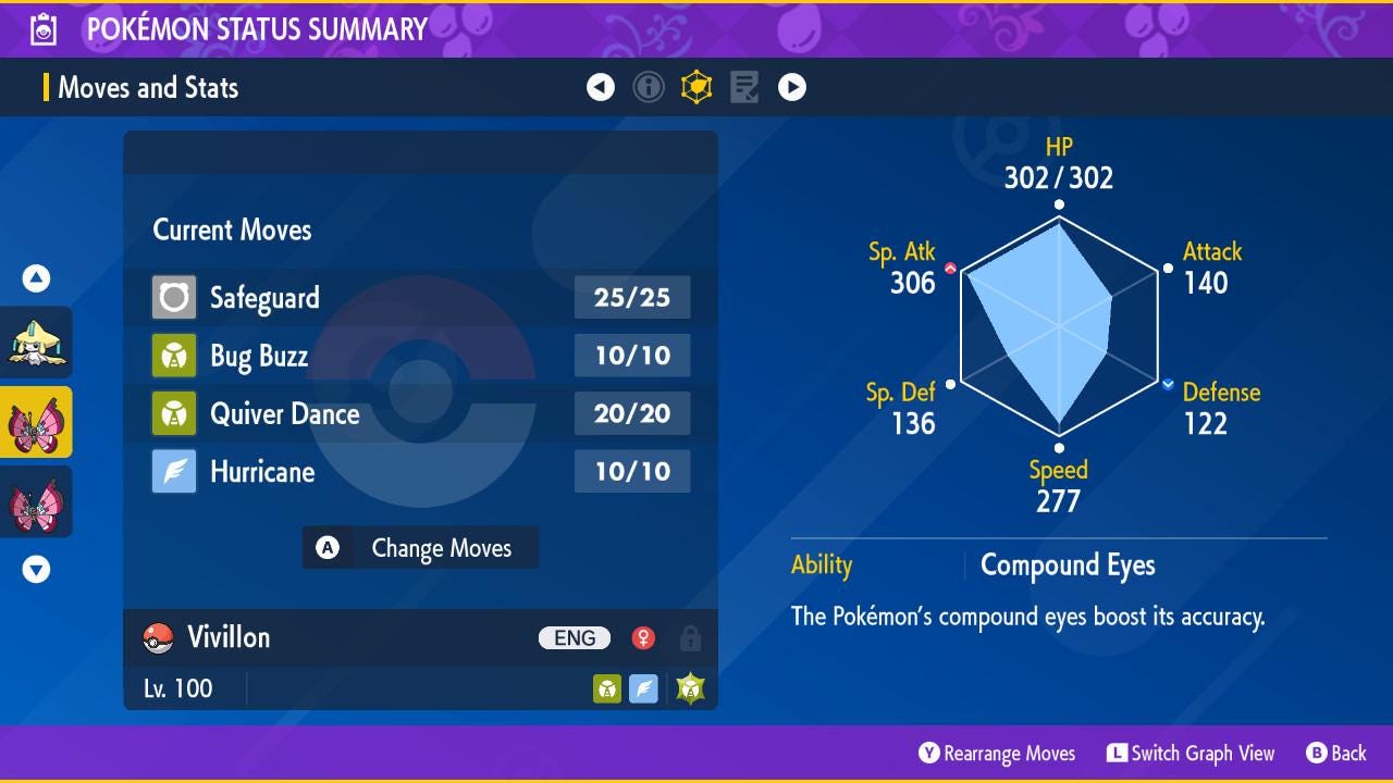 Shiny Meadow VIVILLON Pokémon Scarlet and Violet 6IV Pokemon Competitive Battle Ready Free Shiny Switch 2 Pokémon card photo 2