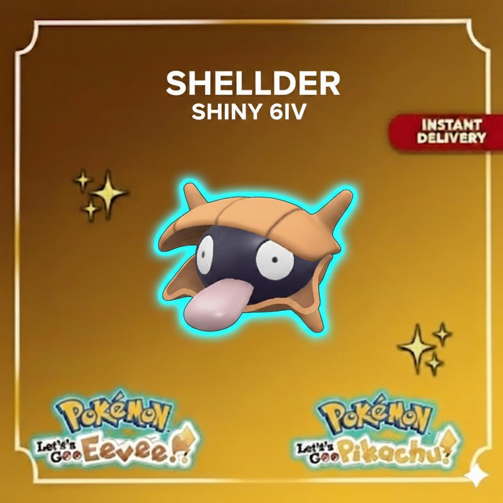 Shiny SHELLDER Pokémon Lets Go Pikachu Eevee 6IV Competitive Battle Ready – Pokémon Let's Go Pokémon card photo