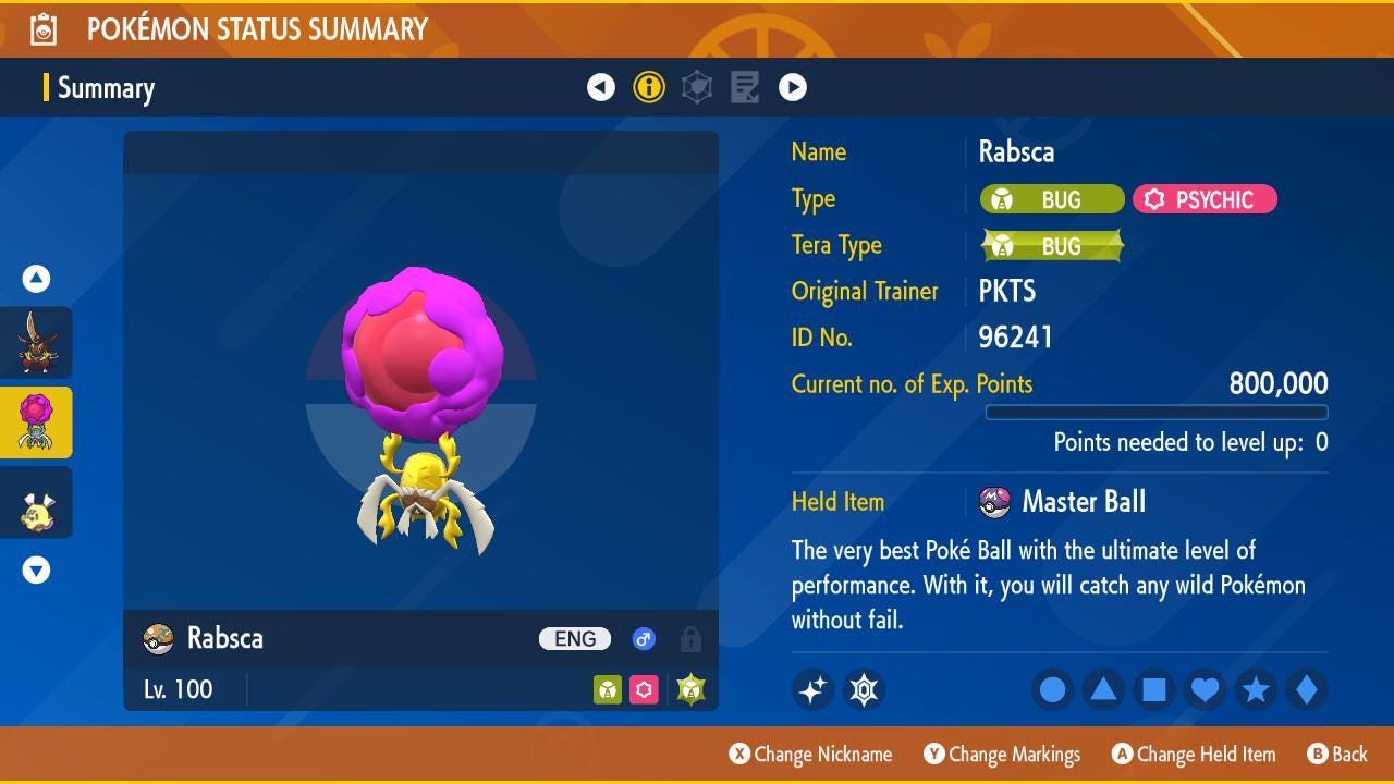 Фото покемона Блестящий RABSCA Pokémon Scarlet Violet 6IV Готовый к битве