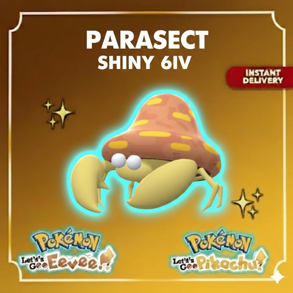 Shiny PARASECT Pokémon Lets Go Pikachu Eevee 6IV Competitive Battle Ready – Pokémon Let's Go Pokémon card photo