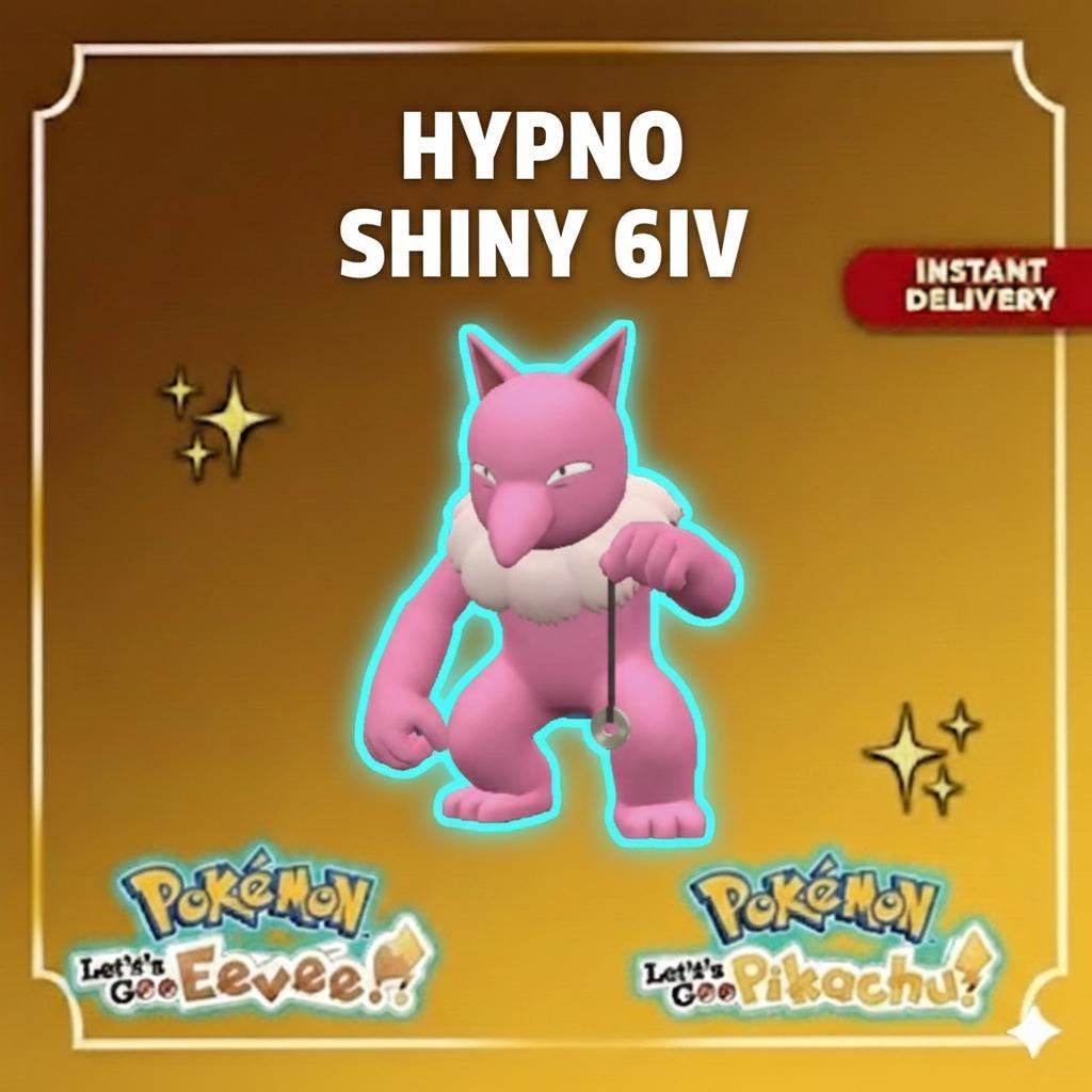 Shiny HYPNO Pokémon Lets Go Pikachu Eevee 6IV Competitive Battle Ready – Pokémon Let's Go Pokémon card photo