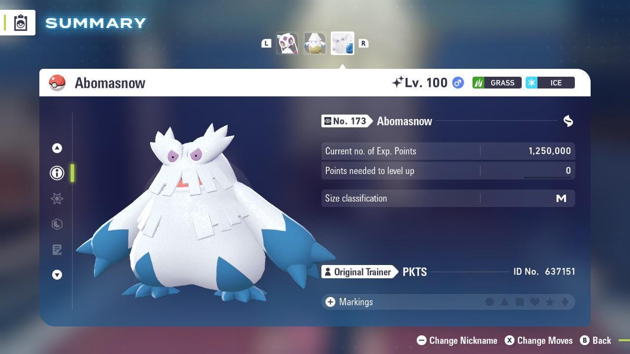 Foto de la carta Pokémon Shiny ABOMASNOW Pokémon Legends ZA 6IV Listo para el Combate Competitivo 2
