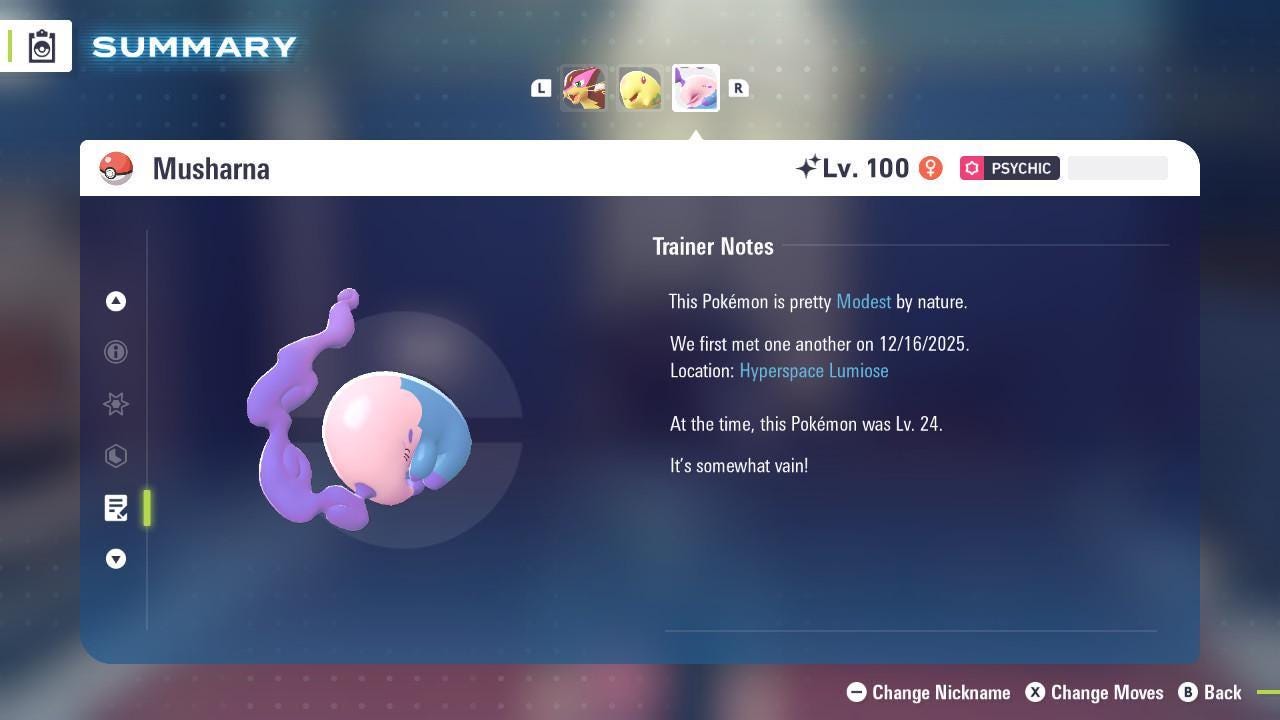 Shiny Musharna Pokemon Legends ZA Mega Dimension DLC 6IV Competitive Battle Ready Pokémon card photo 4