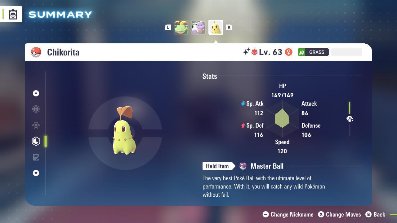 Shiny Alpha Chikorita Pokémon Legends ZA 6IV Competitive Battle Ready Pokémon card photo 2