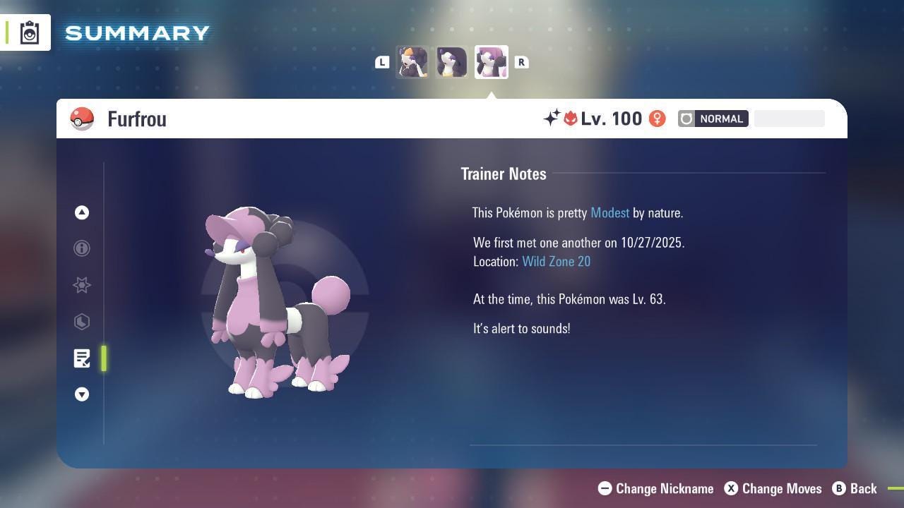 Shiny Alpha Matron Furfrou Pokémon Legends ZA 6IV Competitive Battle Ready Pokémon card photo 2