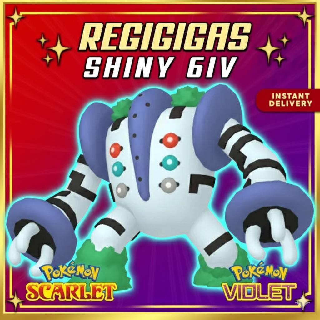 Shiny REGIGIGAS Pokémon Scarlet and Violet 6IV Competitive Battle Ready Pokémon card photo
