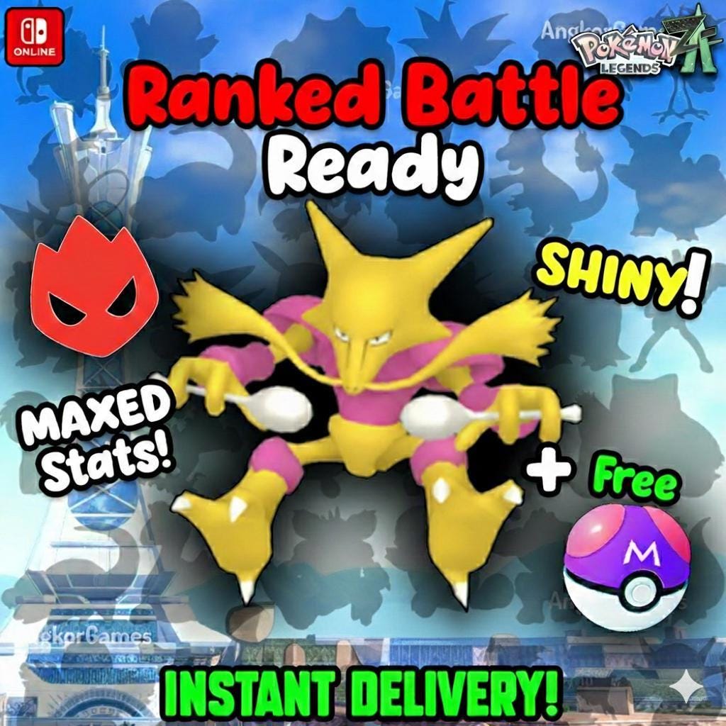 Shiny Alpha Alakazam Pokémon Legends ZA 6IV Competitive Battle Ready – Pokémon Legends Z-A Pokémon card photo