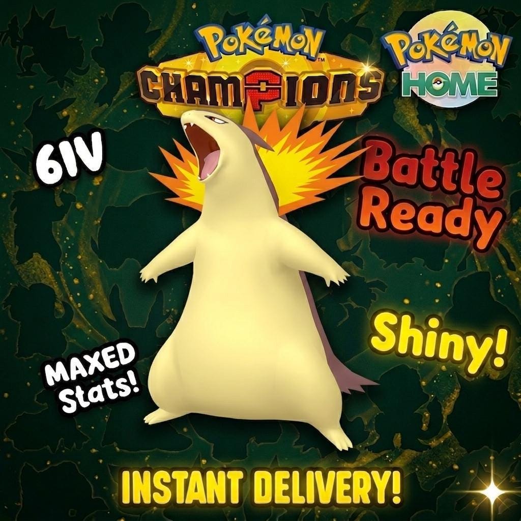 Shiny Typhlosion Pokémon Champions 6IV Competitive Battle Ready – Champions Pokémon card photo