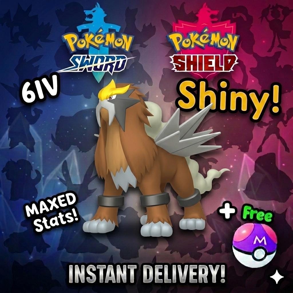 Shiny ENTEI Pokemon Sword Shield 6IV Competitive Battle Ready – Sword & Shield Pokémon card photo