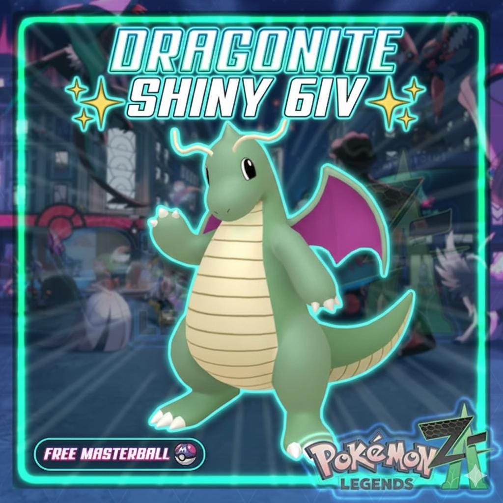 Foto de la carta Pokémon Shiny DRAGONITE Pokémon Legends ZA 6IV Competitivo Listo para la Batalla