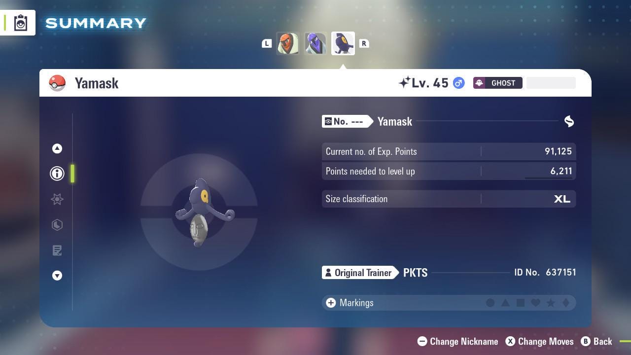 Shiny Yamask Pokemon Legends ZA Mega Dimension DLC 6IV Competitive Battle Ready Pokémon card photo 2
